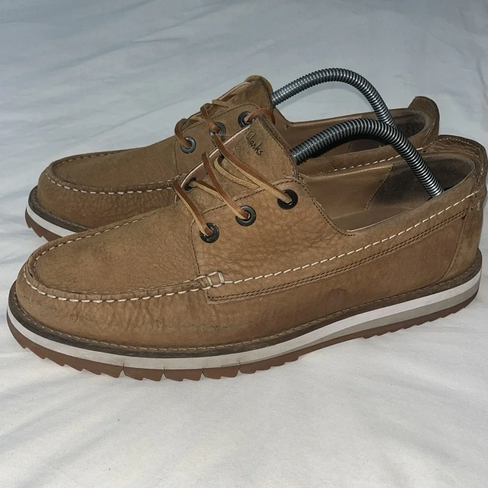 Clarks Originals Men's Size 10.5 Wallabee Tan Leather Dress Casual Shoes‎ Clean